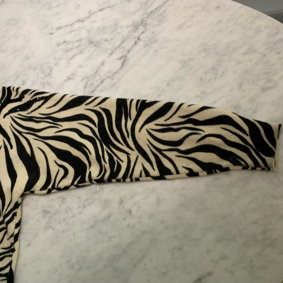 Vintage zebra pattern sequin wool/angora sweater size S - Picture 3 of 9